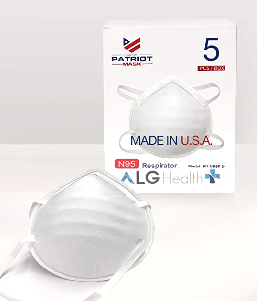Patriot Face Cover, Made in USA, NIOSH Approved Respirator with Adjustable Nose Band (5 Pack)