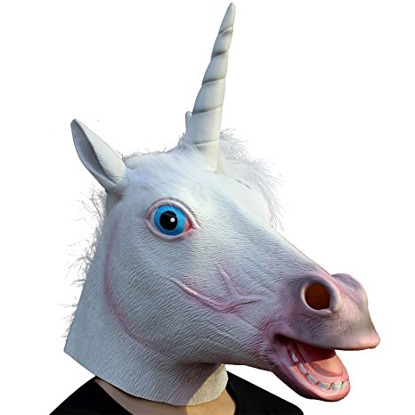 CreepyParty Deluxe Novelty Halloween Costume Party Latex Animal Head Mask Unicorn