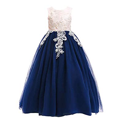 Weileenice 3-16Y Big Girls Lace Bridesmaid Dress Dance Gown A Line Dresses Long for Party Christmas