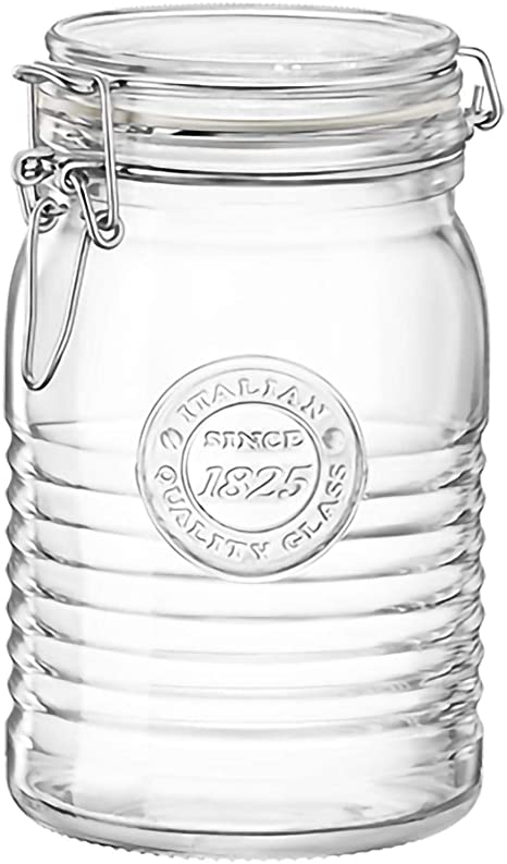 Bormioli Rocco Officina 1825 Glass Storage Jar with Airtight Clip Lid - 1 Litre