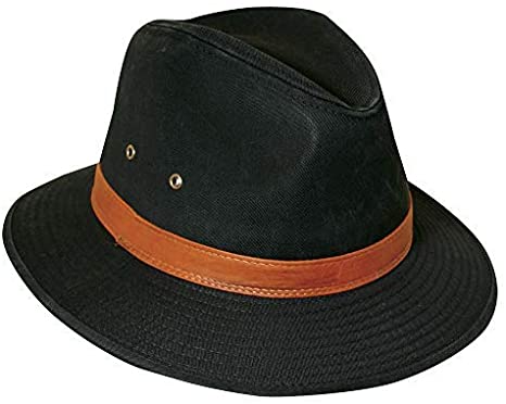 Dorfman Pacific Men's One-Piece Canvas Faux Leather-Trim Safari Hat