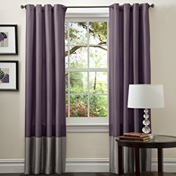 Lush Decor Prima Curtain Panel Pair, 54-Inch by 84-Inch, Gray/Purple