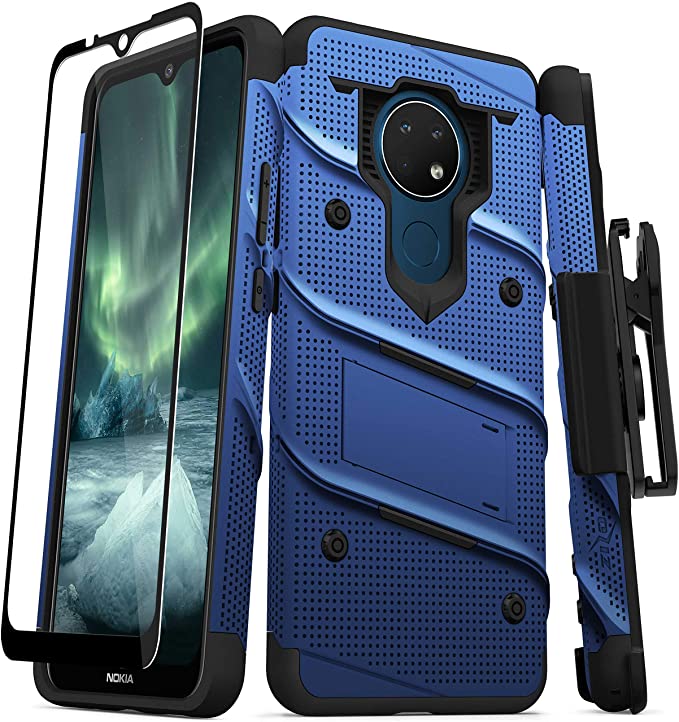 ZIZO Bolt Series for Nokia C5 Endi Case with Screen Protector Kickstand Holster Lanyard - Blue & Black