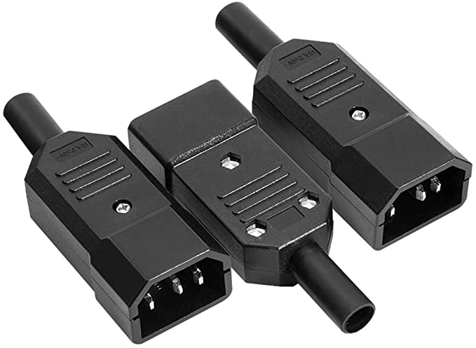 Sourcingmap 3Pcs AC250V 10A Male 3Terminals Panel Mount IEC320 C14 Power Socket Adapter Connector