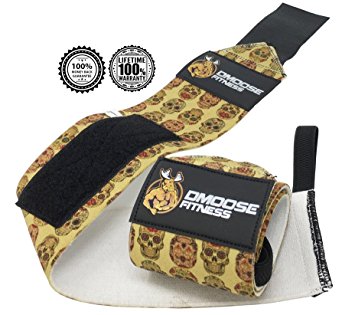 Wrist Wraps by DMoose Fitness – Premium Quality, Strong Velcro, Thumb Loops, Double Stitching – Maximize Your Weightlifting, Powerlifting, Bodybuilding & CrossFit Workouts with Durable Wraps