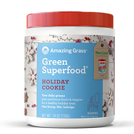 Amazing Grass Green Superfood Organic Powder with Wheat Grass and Greens, Flavor: Holiday Cookie, 30 Servings