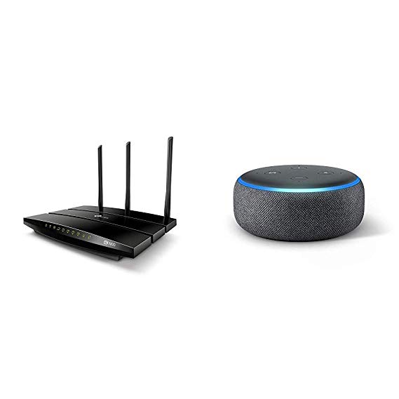 TP-Link AC1900 Smart WiFi MU-MIMO Router (Archer A9) and Echo Dot (3rd Gen) - Charcoal