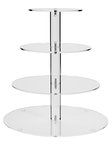 Jusalpha® 4-Tier Acrylic Round Wedding Cake Stand/ Cupcake Stand Tower/ Dessert Stand/ Pastry Serving Platter/ Food Display Stand (4R)