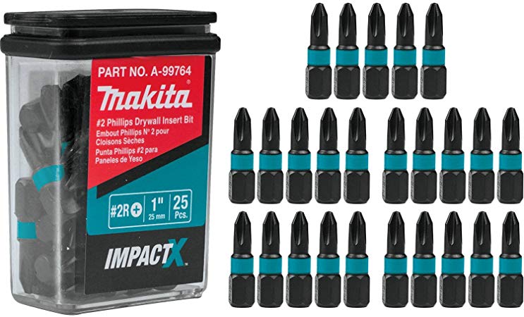 Makita A-99764 Impactx 2 Phillips Drywall 1″ Insert Bit, 25 Pack