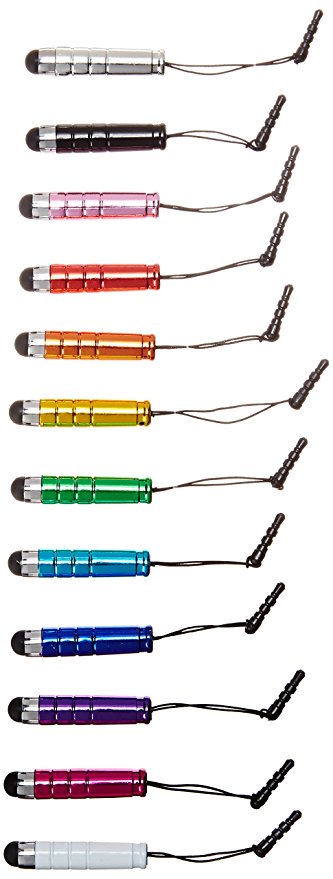Generic Touch Stylus Pen for iPhone 5/4s/4/3GS, iPad 3/2, iPod Touch, Samsung, HTC, 12-Pieces - Non-Retail Packaging - Multi