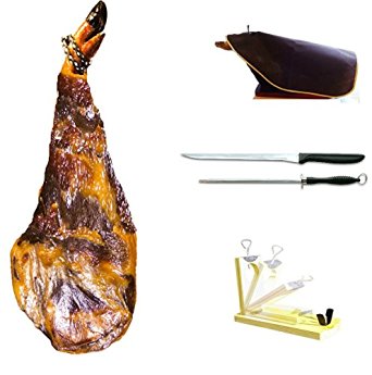 Spanish ham, Jamon Serrano Shoulder Reserva (Paleta) with free holder, knife, sharpener, cured 12 months, approx. 4 - 4.5 kg gift idea