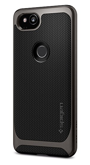 Spigen Neo Hybrid Herringbone Google Pixel 2 Case with Flexible Inner Protection and Reinforced Hard Bumper Frame for Google Pixel 2 (2017) - Gunmetal