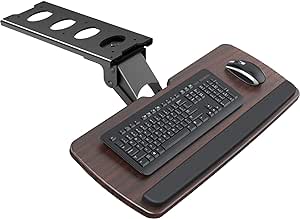 HUANUO Keyboard Tray Under Desk，360 Adjustable Ergonomic Sliding Keyboard & Mouse Tray, 25" W x 9.8" D, Brown