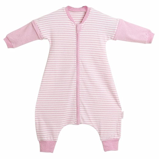 LETTAS Baby Girls Detachable Sleeves 0.5 Tog Cotton Sleeping Sack for Early Walker, (Pink,M)