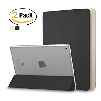iPad Pro 9.7 Case (2-Pack), ICESMART The New Lightweight Smart-Shell Stand Cover For Apple iPad Pro 9.7 inch Back Protector 2016, Ultra Slim Model With Auto Sleep/Wake ( Black/Gold )