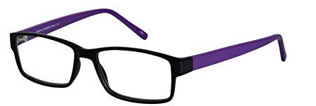 SightLine 3005 Fashion Readers. No-Line Trifocal Reading Glasses. Plastic Rectangular Frame with Anti Glare Coated Lenses (1.00, Purple)