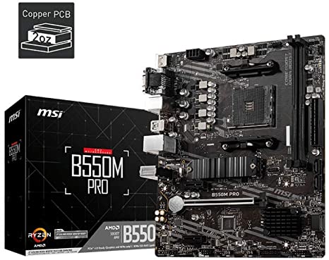 MSI B550M PRO ProSeries Motherboard (Support 3rd Gen AMD Ryzen, AM4, DDR4, PCIe 4.0, SATA 6Gb/s, M.2, USB 3.2 Gen 1, HDMI/DP, Micro-ATX)