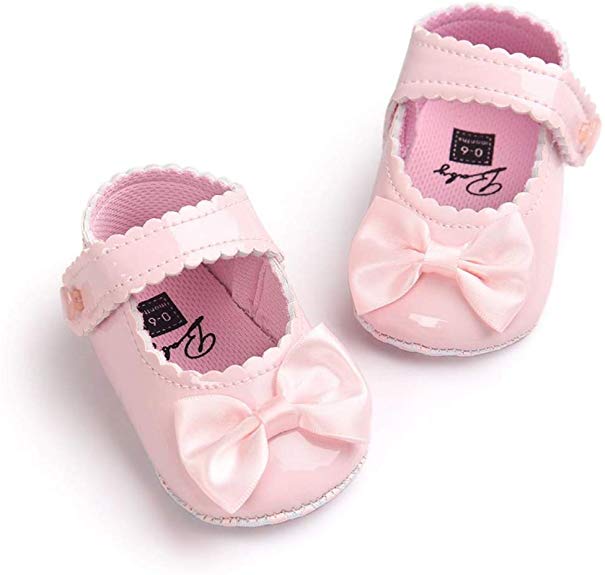 Sufancy Baby Girls Mary Jane Princess Crib Soft Sole Bowknot Shoes 0-18 Months