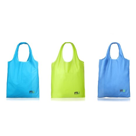 MIU COLOR® Reusable Grocery Bags - Foldable Shopping Bags - Green & Dark Blue & Light Blue Color with 3 Pack(Summer Day Deals Is Ongoing)