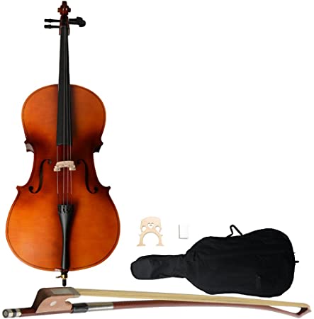 Full Size 4/4 Cello,Handmade Varnish Solid Wood Cello Kit with Bag, Bow, Rosin for Adults Student Beginners Amateurs. (Brown)
