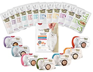 Fancy Feast Wet Cat Food Variety Sampler, 20 Items, 12 Gourmet Broths, 7 Purely Fancy Feast Entrees, 1 Purely Fancy Feast Treat Variety Pack, (20 Total Items)