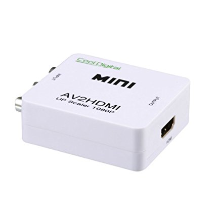 CoolDigital mini RCA AV to HDMI Converter 1080p support NTSC/PAL with USB charge cable for TV/PC/PS3/Blue-Ray DVD white