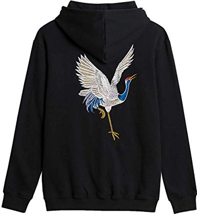 FLYCHEN Men's Fashion Embroidered Cotton Hoodies Unisex Pullover Sweatshirt