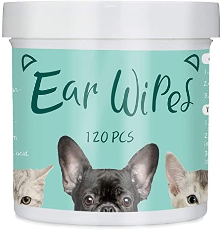 EXPAWLORER Dog Ear Wipes - 120 Count Otic Cleaner for Dogs Cats Puppy to Stop Itching, Soft Cleaning Wipes for Pet Daily Care