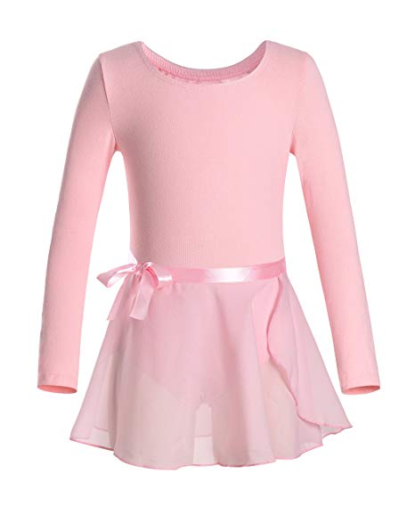 DANSHOW Girls Team Basic Long Sleeve Leotard Skirt Kid Dance Ballet Tutu Dress