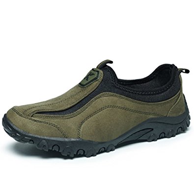 Scurtain Men's Casual Light Weight Suede Outdoor Non-slip Elderly Walking Sneaker Shoes