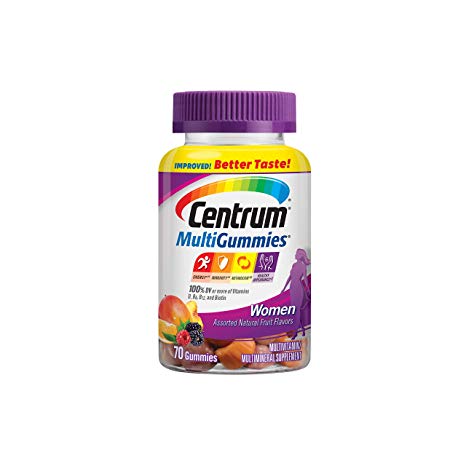 Centrum Women MultiGummies (70 Count, Natural Cherry, Berry, Orange Flavor) Multivitamin / Multimineral Supplement Gummies