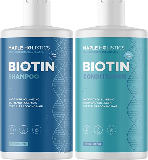 Rosemary Biotin Shampoo and Conditioner Set - Sulfate Free Shampoo and Conditioner with Coconut Argan and Jojoba Oils for All Hair Types - Paraben Sulfate and Silicone Free