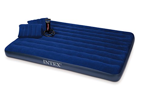 Intex Classic Downy Airbed Set with 2 Pillows and Double Quick Hand Pump, Queen