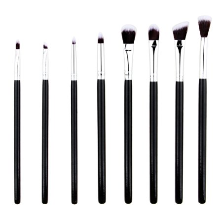 Makeup Eye Brush Set - Eyeshadow Eyeliner Blending Crease Kit - 8 Essential Makeup Brushes - Pencil, Shader, Tapered, Definer -Make You Look Flawless (Silver)
