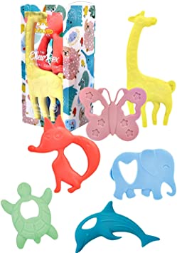 The Evolved Parent Co. ChewBox Silicone Baby Teethers | Set of 6| Multi-Texture Design (Animal Edition)