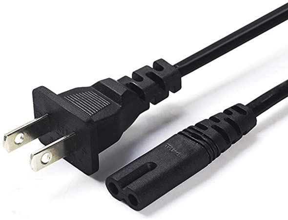 2 Prong AC Power Cord Cable Compatible PS4 /PS3 /Playstation 4 Slim, Xbox One S/X, HP OfficeJet Envy Canon Pixma Printer, Sharp Samsung LG Toshiba TCL TV