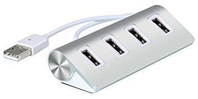 Cateck 4 Port Premium Aluminum USB Data Hub with 11 inch Shielded Cable for iMac, MacBooks, PCs and Laptops