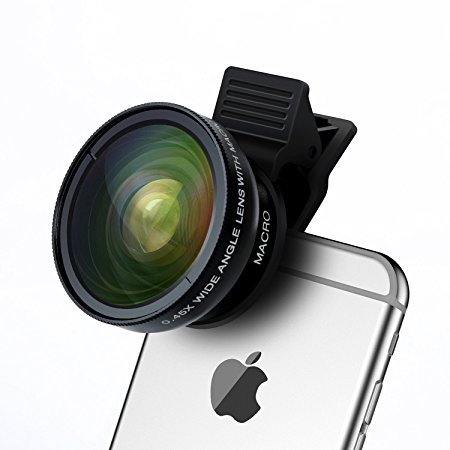 Cell Phone Camera Lens - TURATA 2 in 1 Professional HD Camera Lens Kit 0.45X Super Wide Angle & 12.5X Macro Lens for iPhone, Samsung & Most Smartphone, Tablet