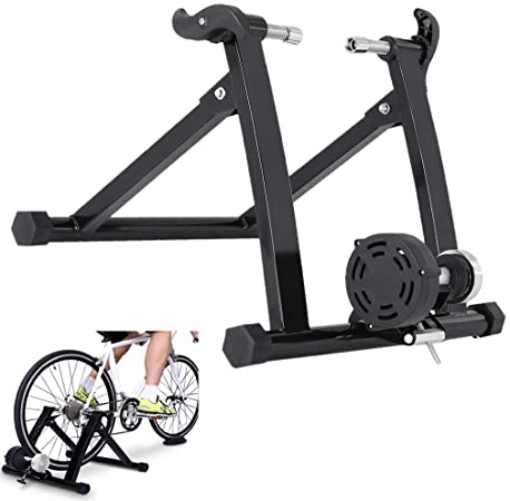 Bike Trainer Stand, Magnetic Bicycle Stationary Stand for Indoor Exercise, Quiet Noise Reduction, Indoor Fitness Device (Black)