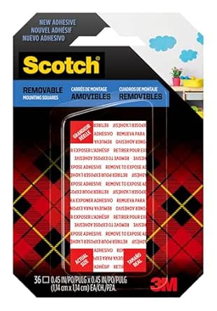 Scotch Removable Double-Sided Mounting Squares, 0.45 in x 0.45 in (1.14 cm x 1.14 cm) 36/Pack