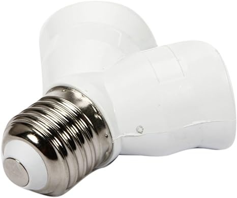 (2pcs/Pack) Yi Lighting - Edison Screw to 2/Dual Edison Screw Y Shape Socket Base Lamp Extender Splitter Dual Adapter Converter For LED CFL Lights ONLY (NOT For Incandescent Lights)
