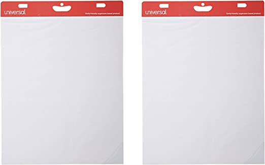 Universal 35603 Self Stick Easel Pads, Unruled, 25 x 30, White, 30-Sheet Pads (Case of 2 Pads)