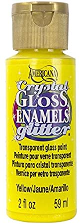 DecoArt Americana Crystal Gloss Enamel Glitter Paint, 2-Ounce, Yellow