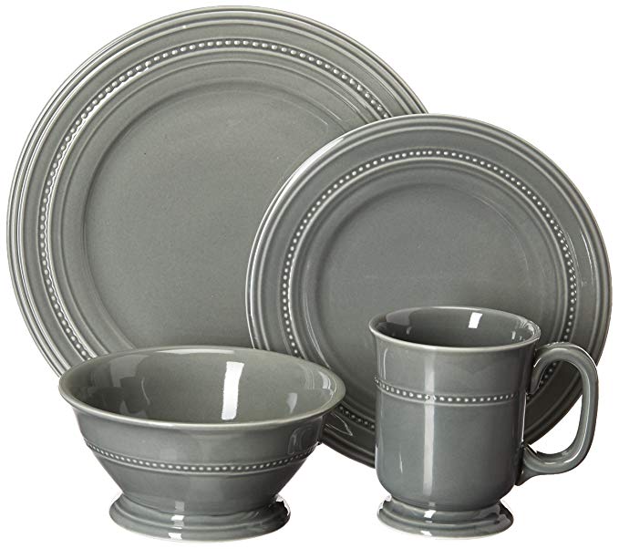 Gibson Elite 102124.16RM Barberware 16 Piece Dinnerware Set, Gray