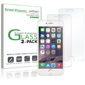 iPhone 6S Screen Protector, amFilm iPhone 6S Tempered Glass Screen Protector for Apple iPhone 6, iPhone 6S 2015 (2-Pack)