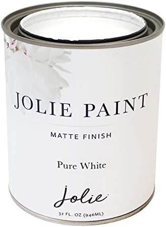 Jolie Paint - Matte Finish Paint for Furniture, cabinets, Floors, Walls, Home Decor and Accessories - Water-Based, Non-Toxic (Quart - 32oz, Pure White)