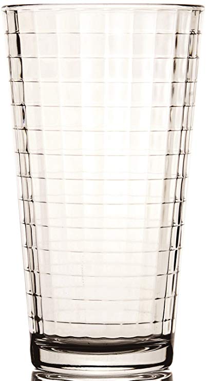 Circleware 55512 Windowpane Beverage Drinking Glasses 17 Ounce, 17 oz. set of 4, Clear