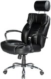 Comfort Products 60-5800T Commodore II Oversize Leather Chair with Adjustable Headrest Black
