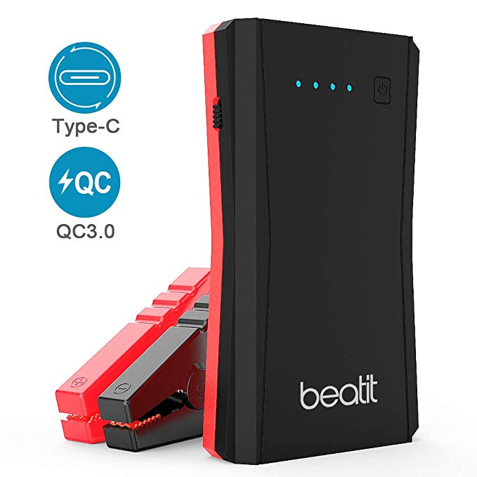 Beatit BT-B10 500A Portable Car Jump Starter (up to 3.5L Gas or 2.5L Diesel Engine) 12V AUTO Battery Booster Jumper Cable