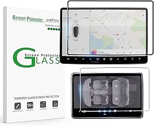 amFilm Tesla Model 3 Highland 2024 Tempered Glass Screen Protector for 15" Center Touchscreen and 8" Rear Touchscreen- Easy Installation, High Touch Sensitivity, Bubble Free, 1 1 Pack